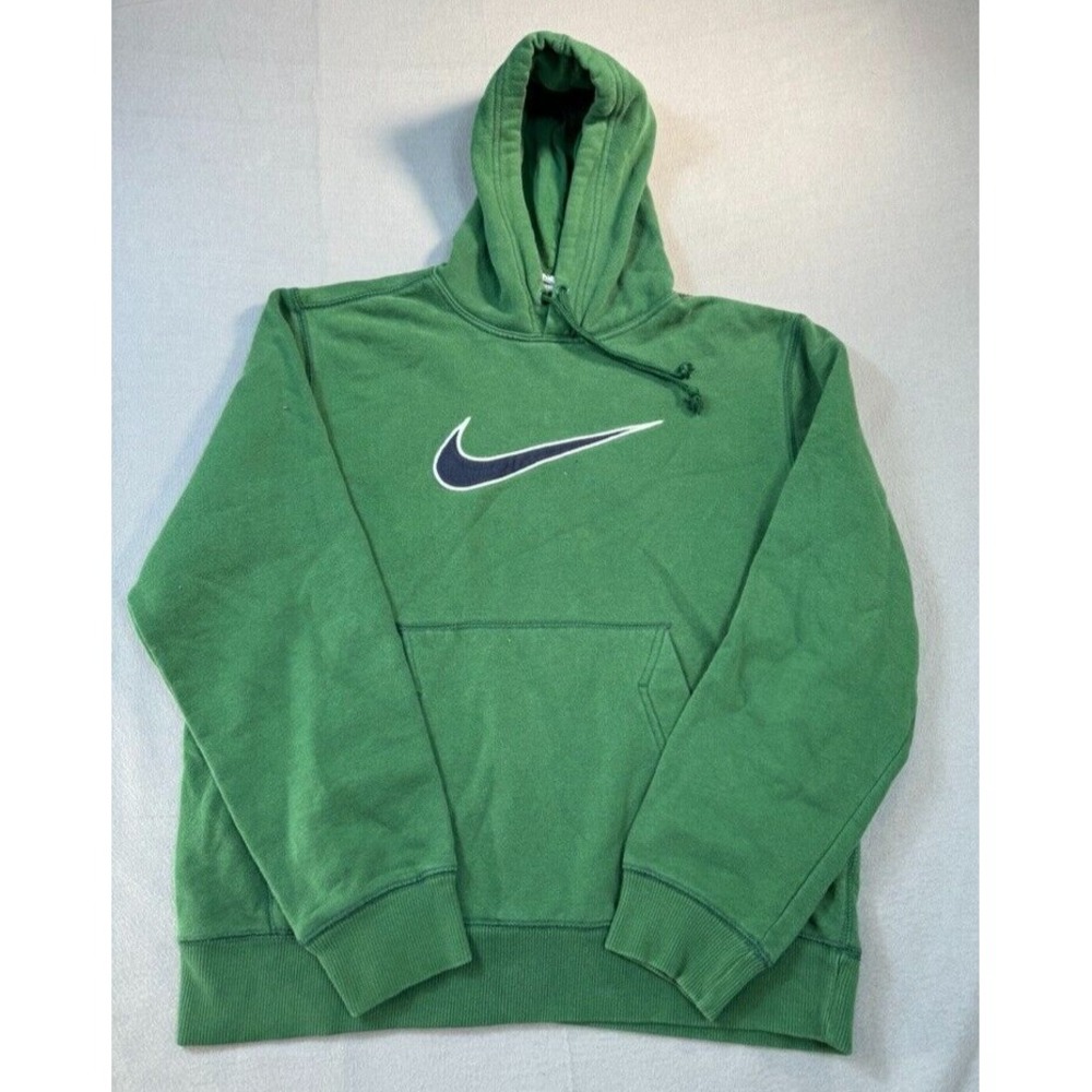 Nike Hoodie Center Swoosh Medium Green Pullover Sweatshirt Kangaroo Pocket